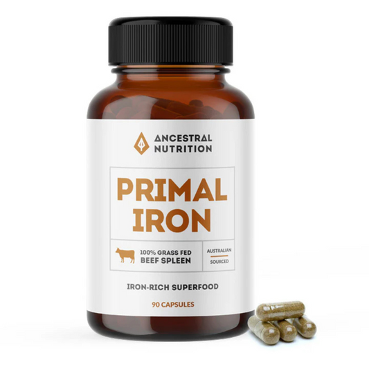 Ancestral Nutrition Primal Iron Grass Fed Beef Spleen Capsules and Powder